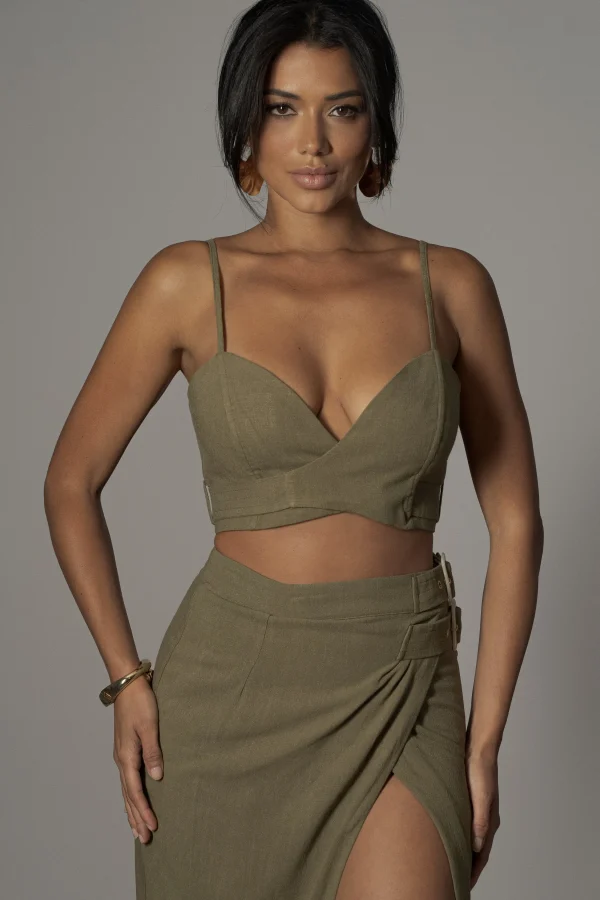 JLUXLABEL Olive Sunrise Linen Bustier