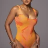 JLUXLABEL Orange Private Getaway Mesh Bodysuit