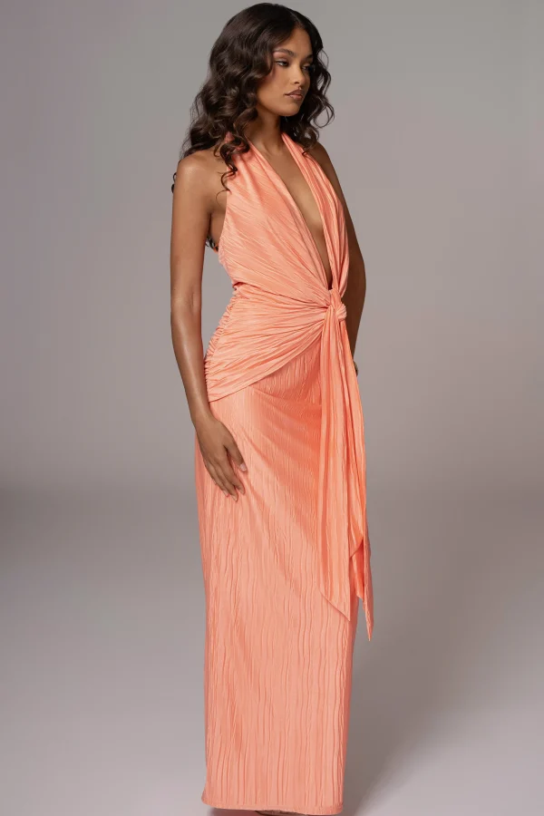 JLUXLABEL Peach Under The Moonlight Drape Dress