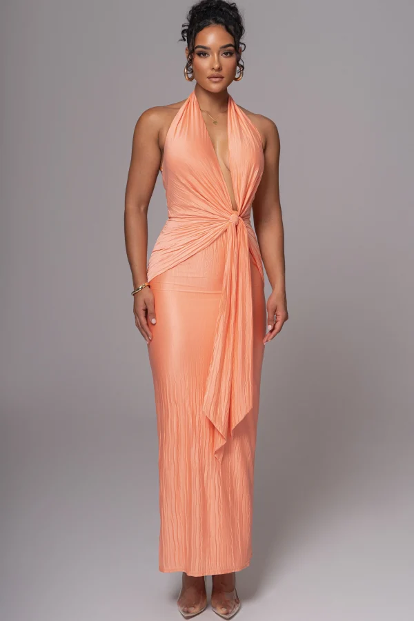 JLUXLABEL Peach Under The Moonlight Drape Dress