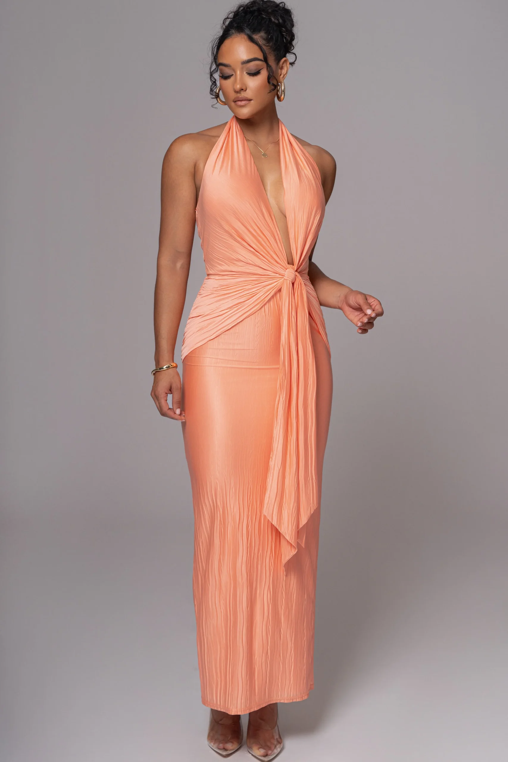peach_under_the_moonlight_6.webp JLUXLABEL Peach Under The Moonlight Drape Dress