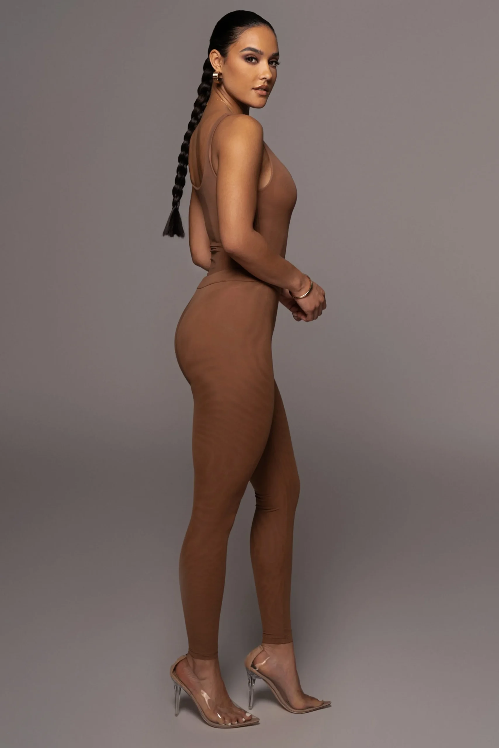 pecan_mesh_essentials_tan_11.webp JLUXLABEL Pecan Mesh Essentials Tank Bodysuit Undergarment