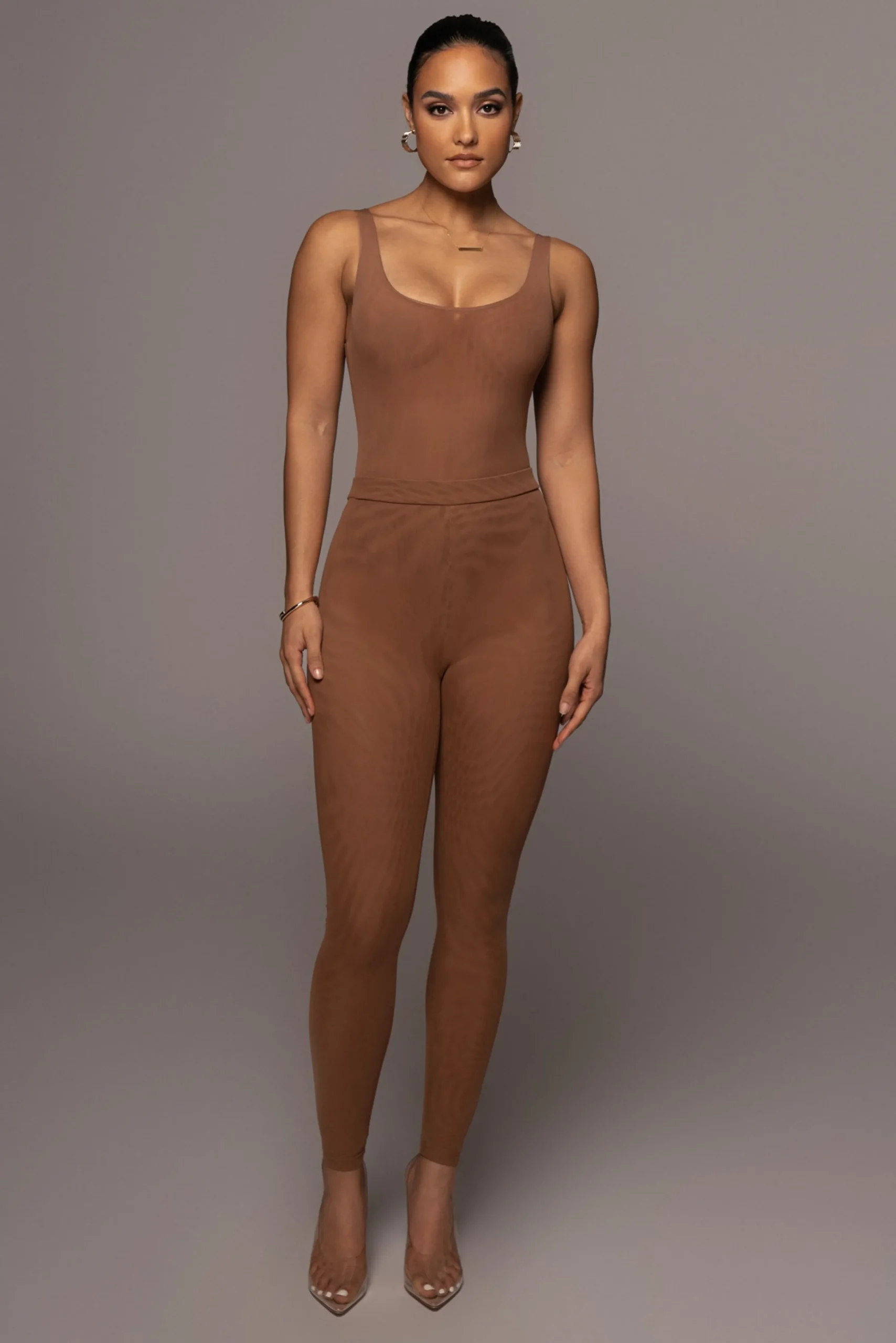 pecan_mesh_essentials_tan_3.webp JLUXLABEL Pecan Mesh Essentials Tank Bodysuit Undergarment