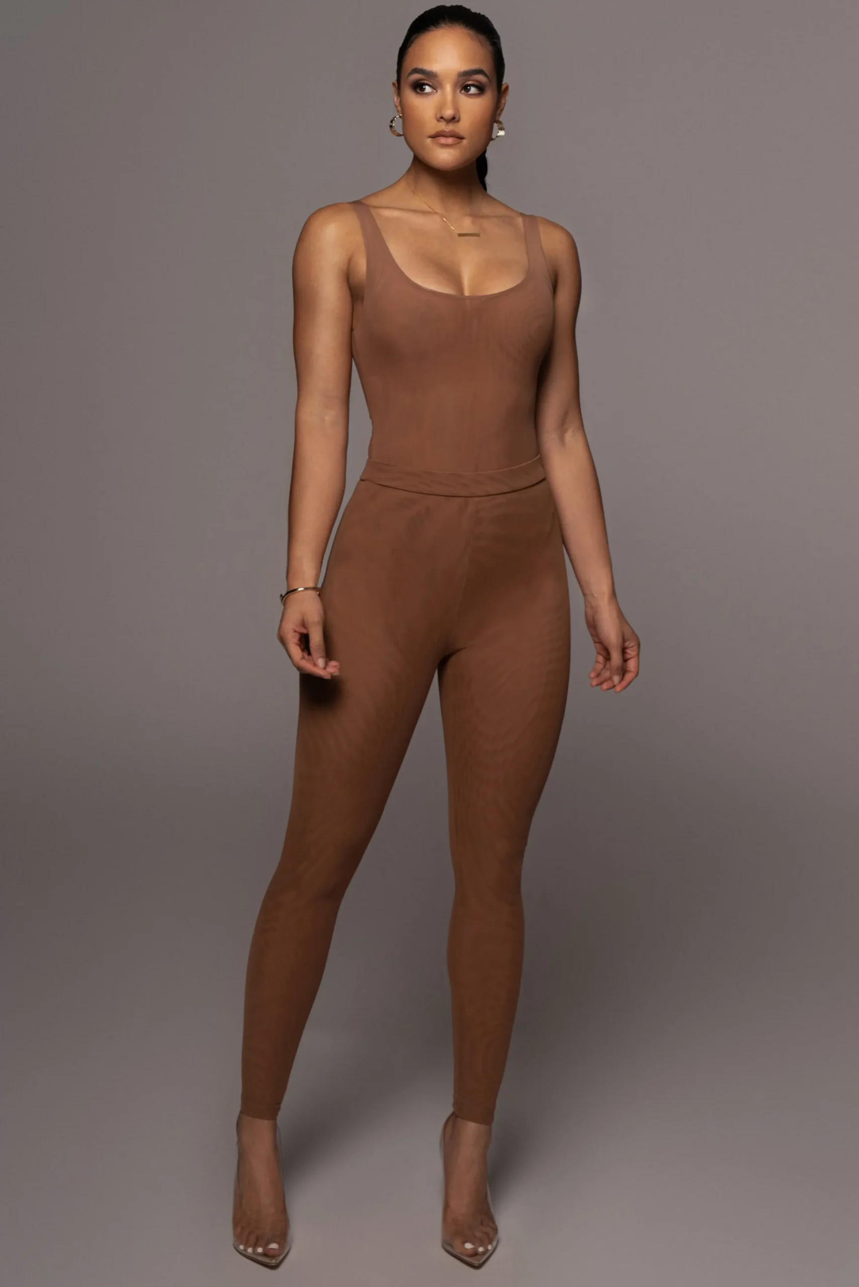 pecan_mesh_essentials_tan_5.webp JLUXLABEL Pecan Mesh Essentials Tank Bodysuit Undergarment