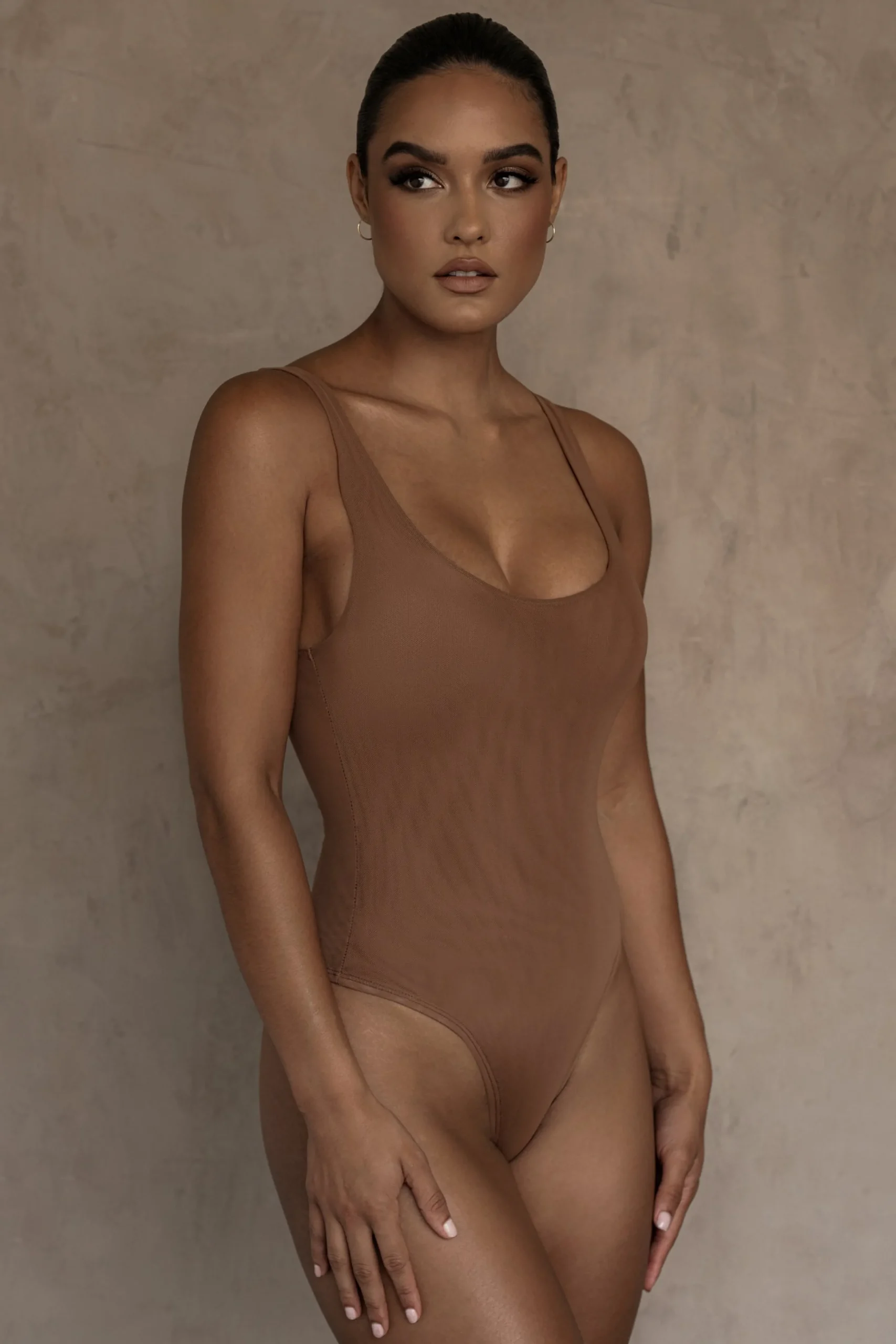 pecan_mesh_essentials_tan_7.webp JLUXLABEL Pecan Mesh Essentials Tank Bodysuit Undergarment