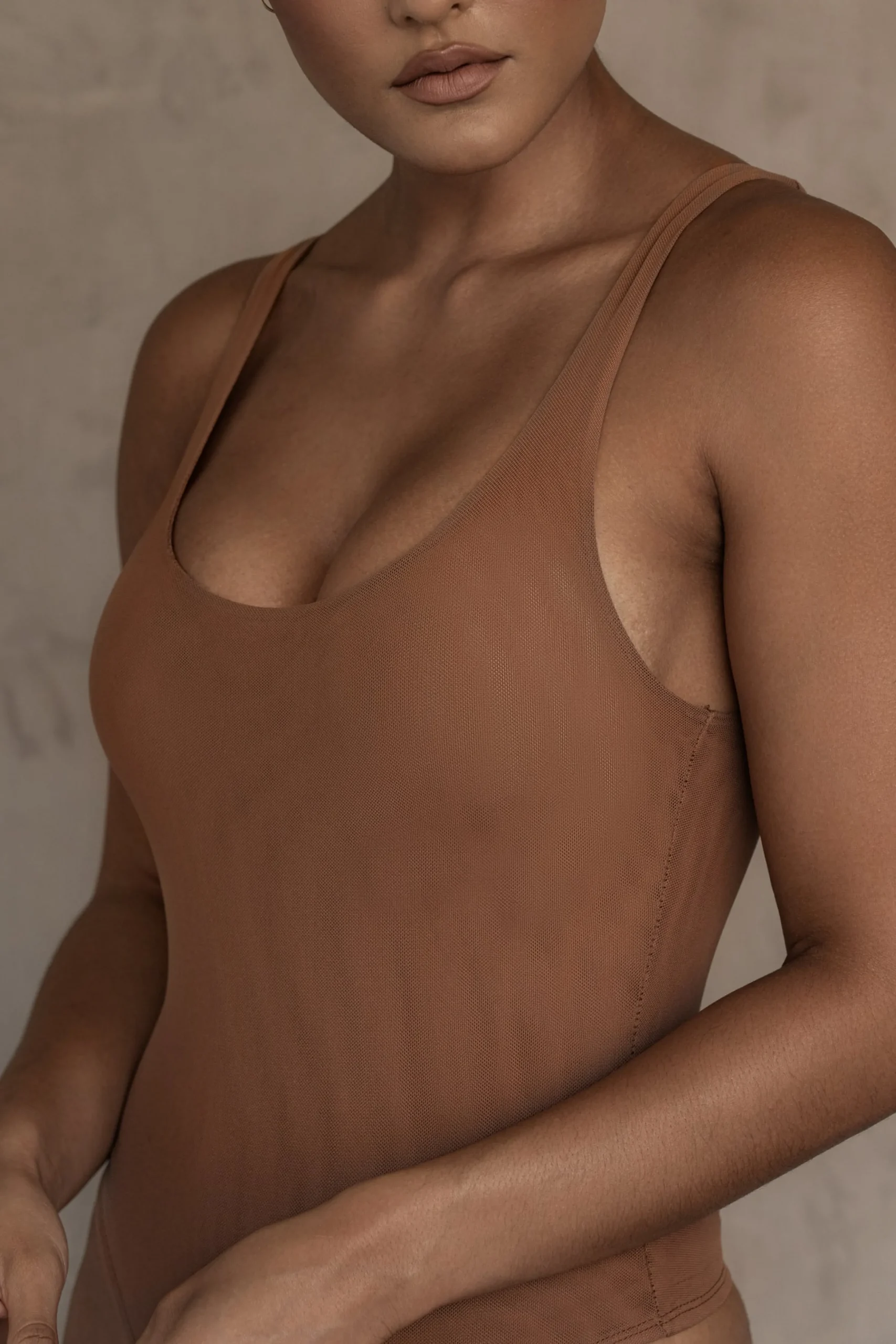 pecan_mesh_essentials_tan_8.webp JLUXLABEL Pecan Mesh Essentials Tank Bodysuit Undergarment