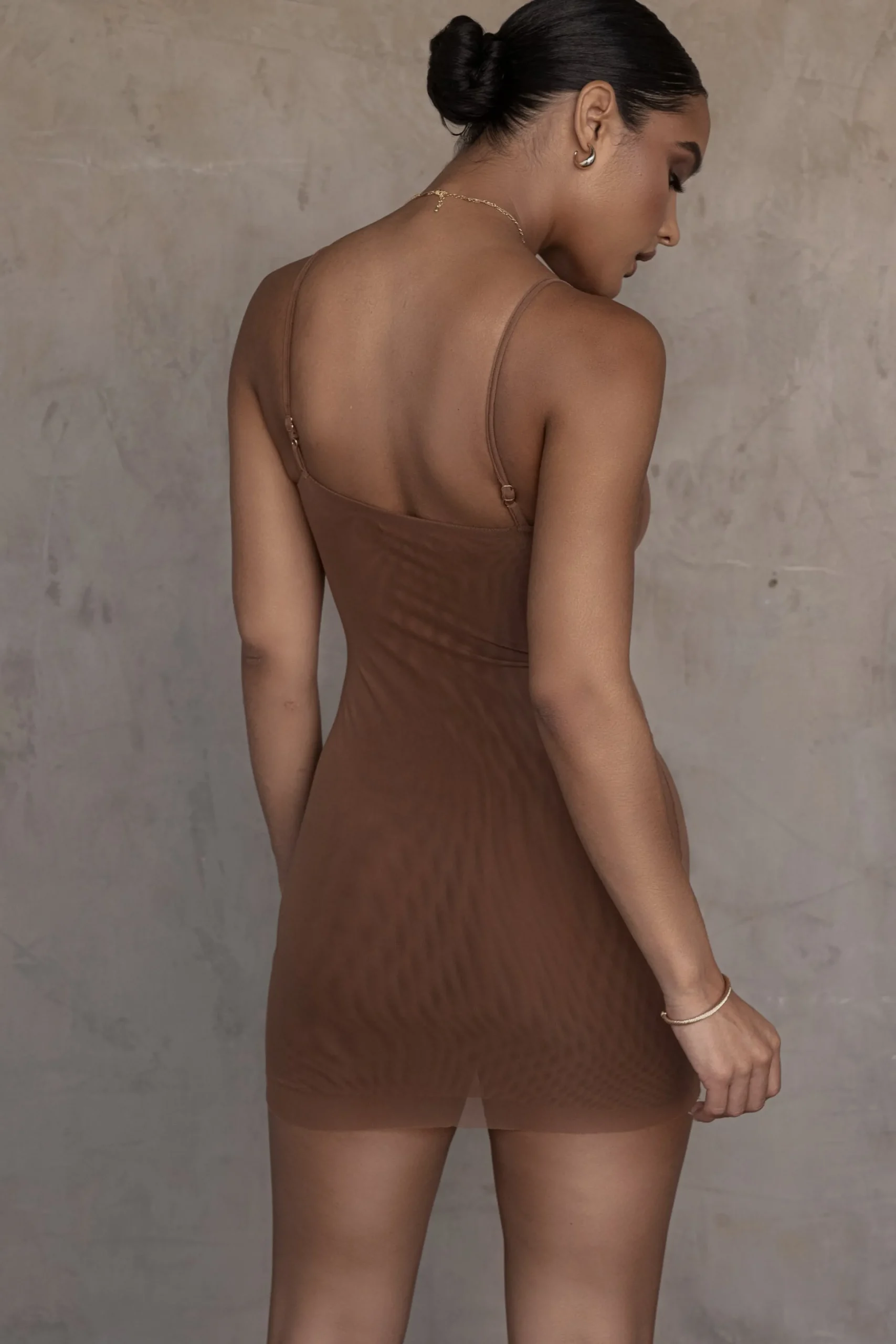 pecan_mesh_layering_mini__4.webp JLUXLABEL Pecan Mesh Layering Mini Dress Undergarment