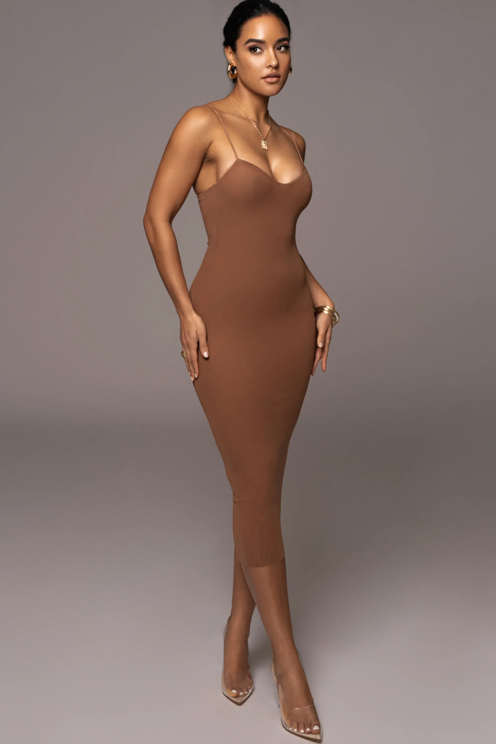 pecan_rochelle_mesh_midi__0.webp JLUXLABEL Pecan Rochelle Mesh Midi Dress