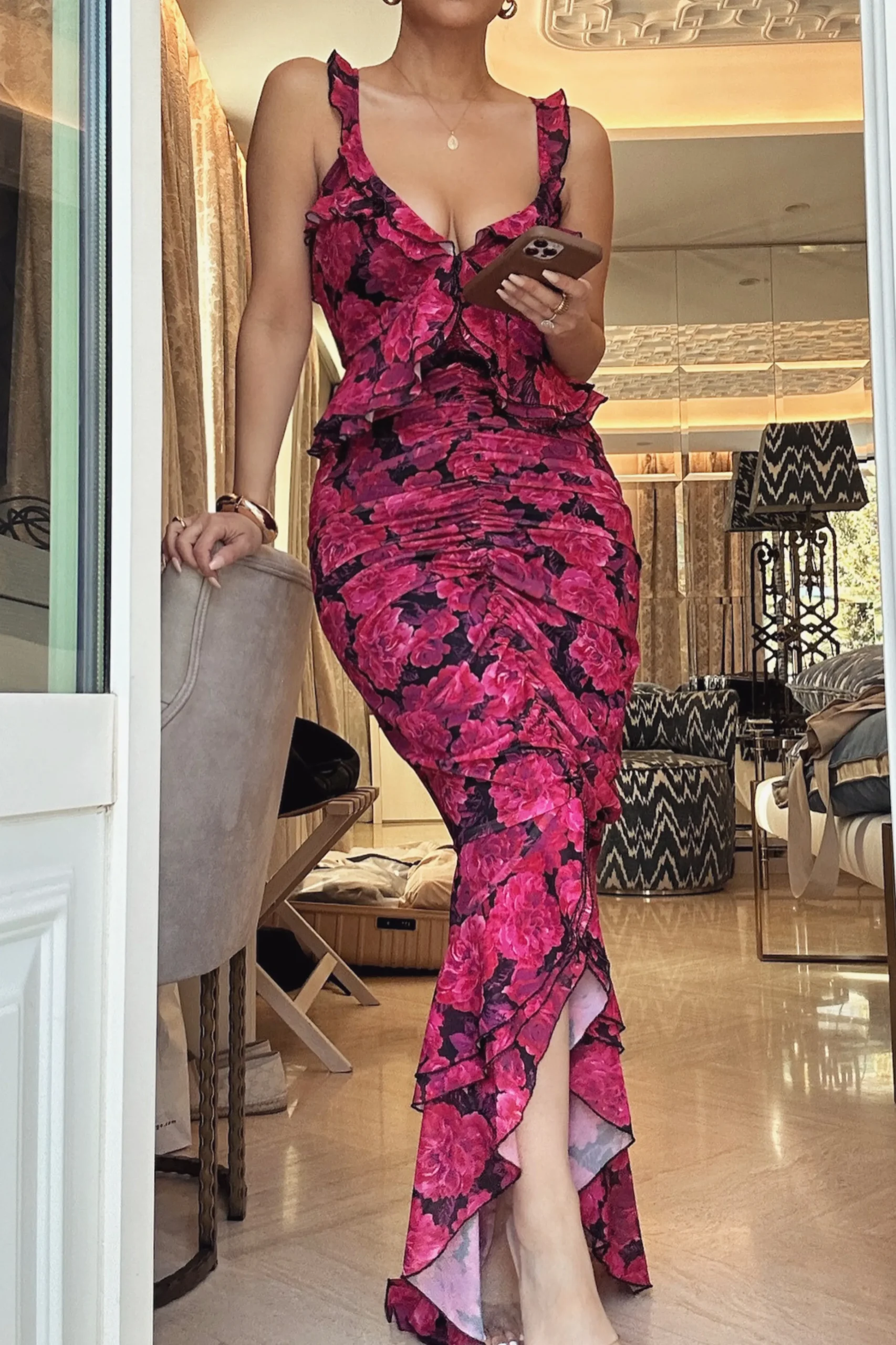 pink_la_costa_ruffle_maxi_3.webp JLUXLABEL Pink La Costa Ruffle Maxi Dress