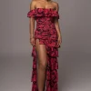 JLUXLABEL Pink Power Mesh Passion Tier Dress