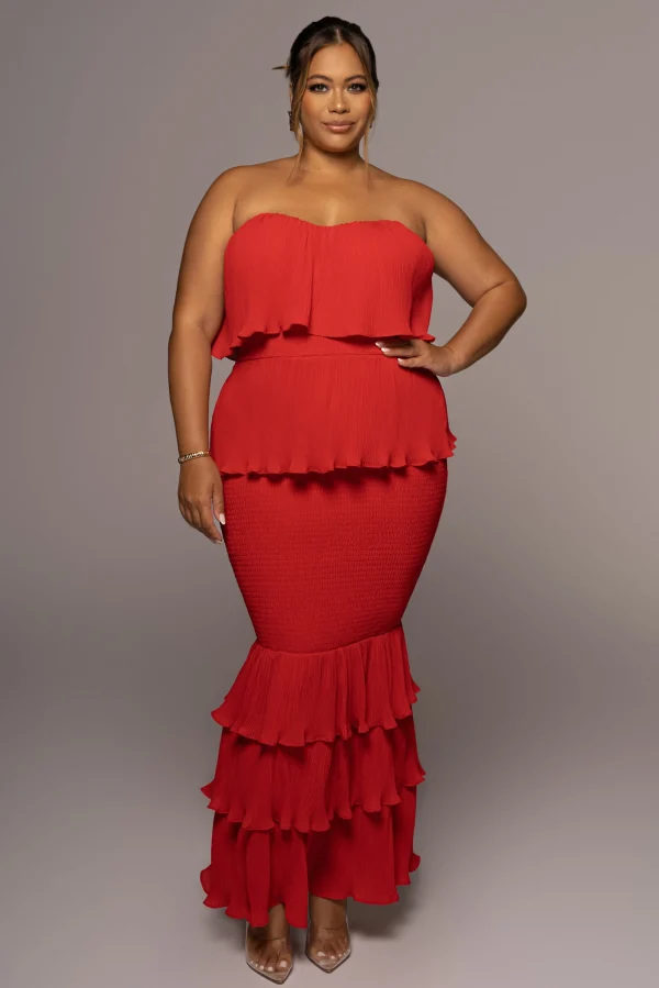 JLUXLABEL Red Casa Blanca Ruffle Dress