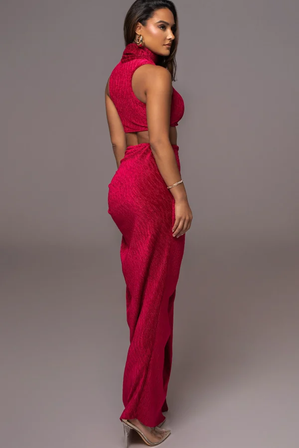 JLUXLABEL Red Chosen One Velvet Skirt Set