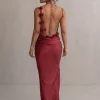 JLUXLABEL Red Down The Aisle Satin Gown