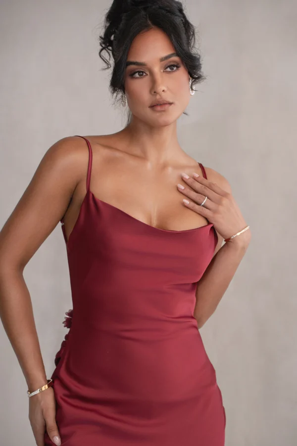 JLUXLABEL Red Down The Aisle Satin Gown