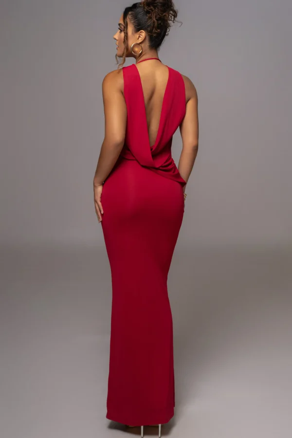 JLUXLABEL Red Infinite Allure Cowl Neck Dress