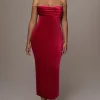 JLUXLABEL Red JOSANNA VELVET MIDI DRESS