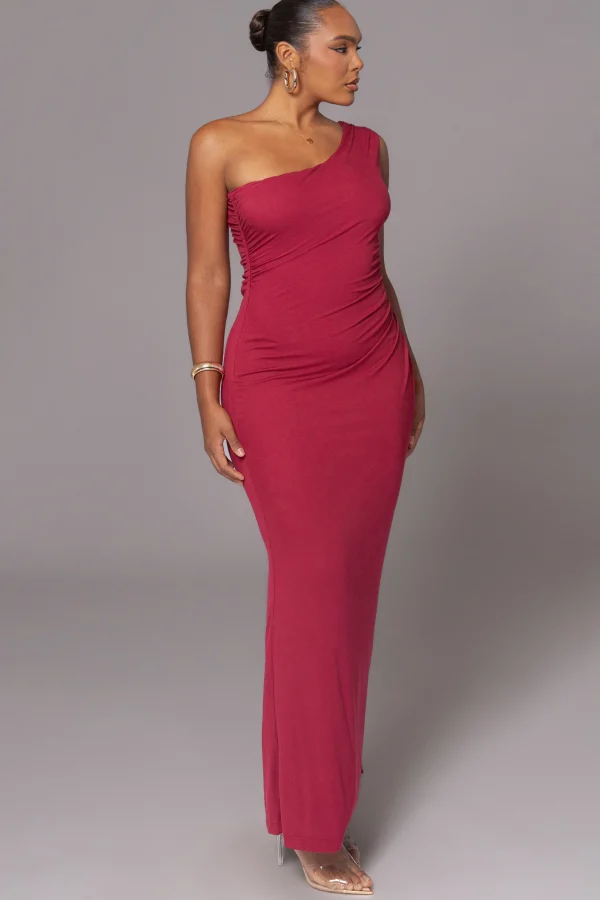 JLUXLABEL Red Kianna Drape Maxi Dress