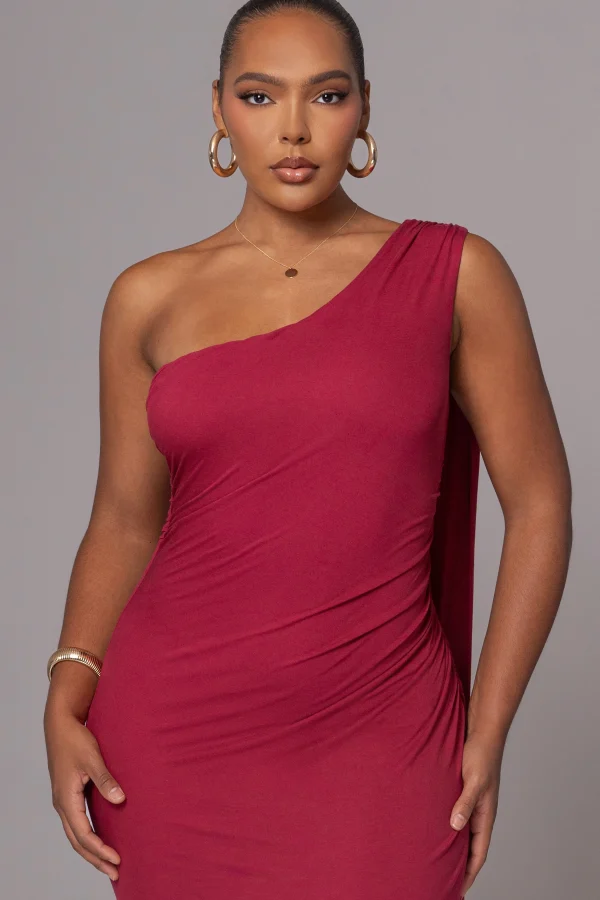 JLUXLABEL Red Kianna Drape Maxi Dress