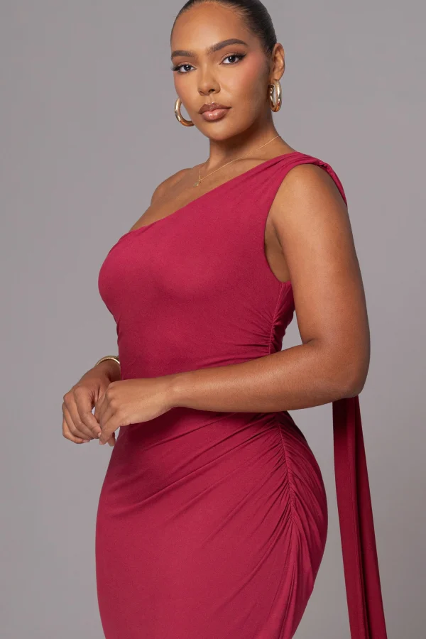 JLUXLABEL Red Kianna Drape Maxi Dress