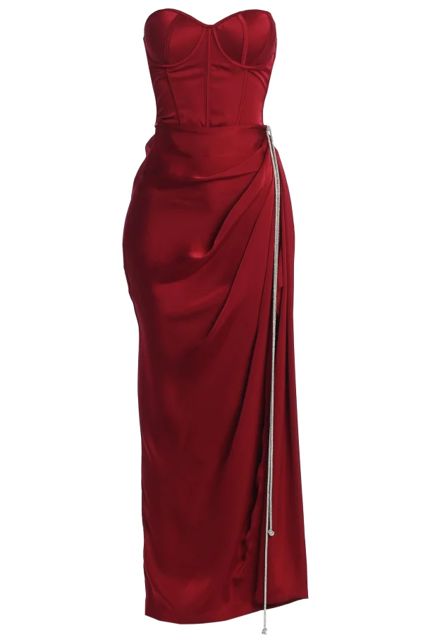 JLUXLABEL Red Leo Matte Satin Bustier