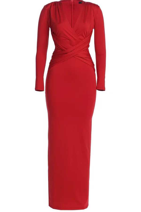 JLUXLABEL Red Rowan Plunge Maxi Dress