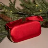 JLUXLABEL Red Satin Bow Clutch