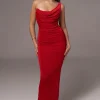 JLUXLABEL Red Slinky Krishna One Shoulder Maxi Dress