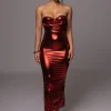 JLUXLABEL Red Visions Of You Midi Dress