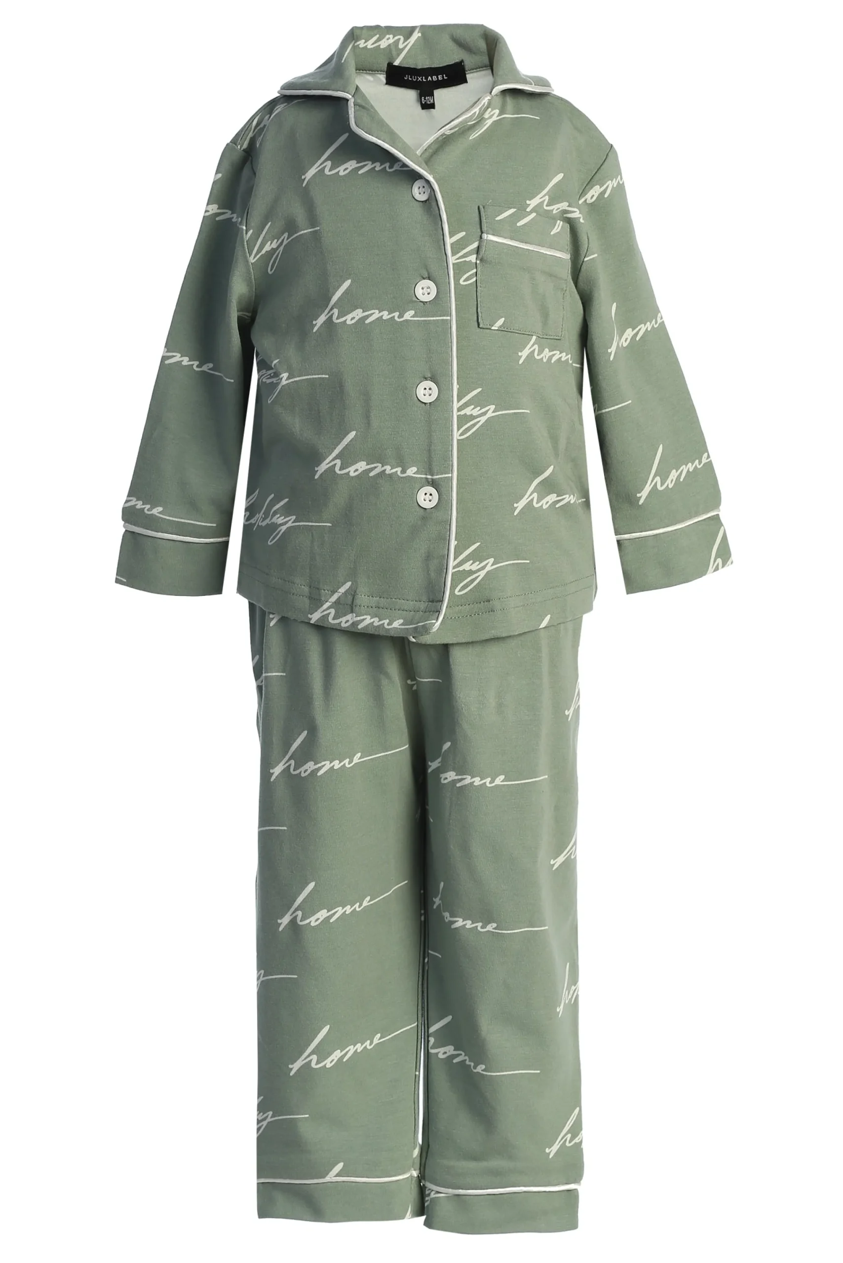 sage_home_for_the_holiday_1-1.webp Kids JLUXLABEL Sage Home For The Holidays Kids Pajama Set