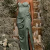 JLUXLABEL Sage Olea Satin Skirt