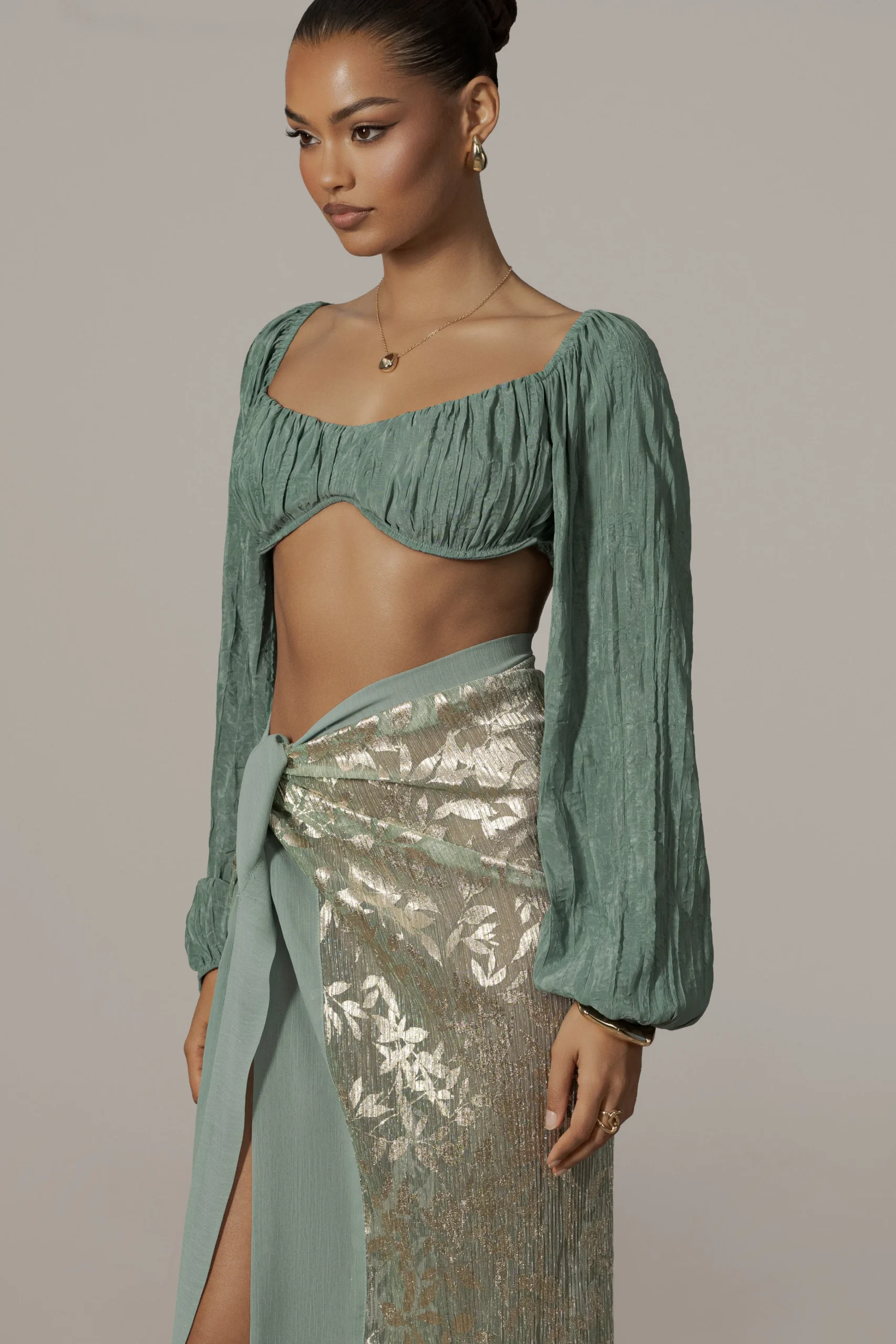 sage_positano_printed_sar_9.webp JLUXLABEL Sage Positano Printed Sarong Skirt