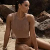 JLUXLABEL Sand Fishnet Crop Tank