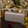 JLUXLABEL Silver Diamante Clutch Bag