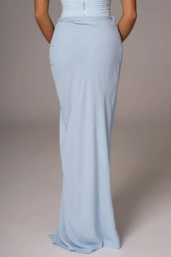 JLUXLABEL Sky Blue Noelia Linen Slit Skirt