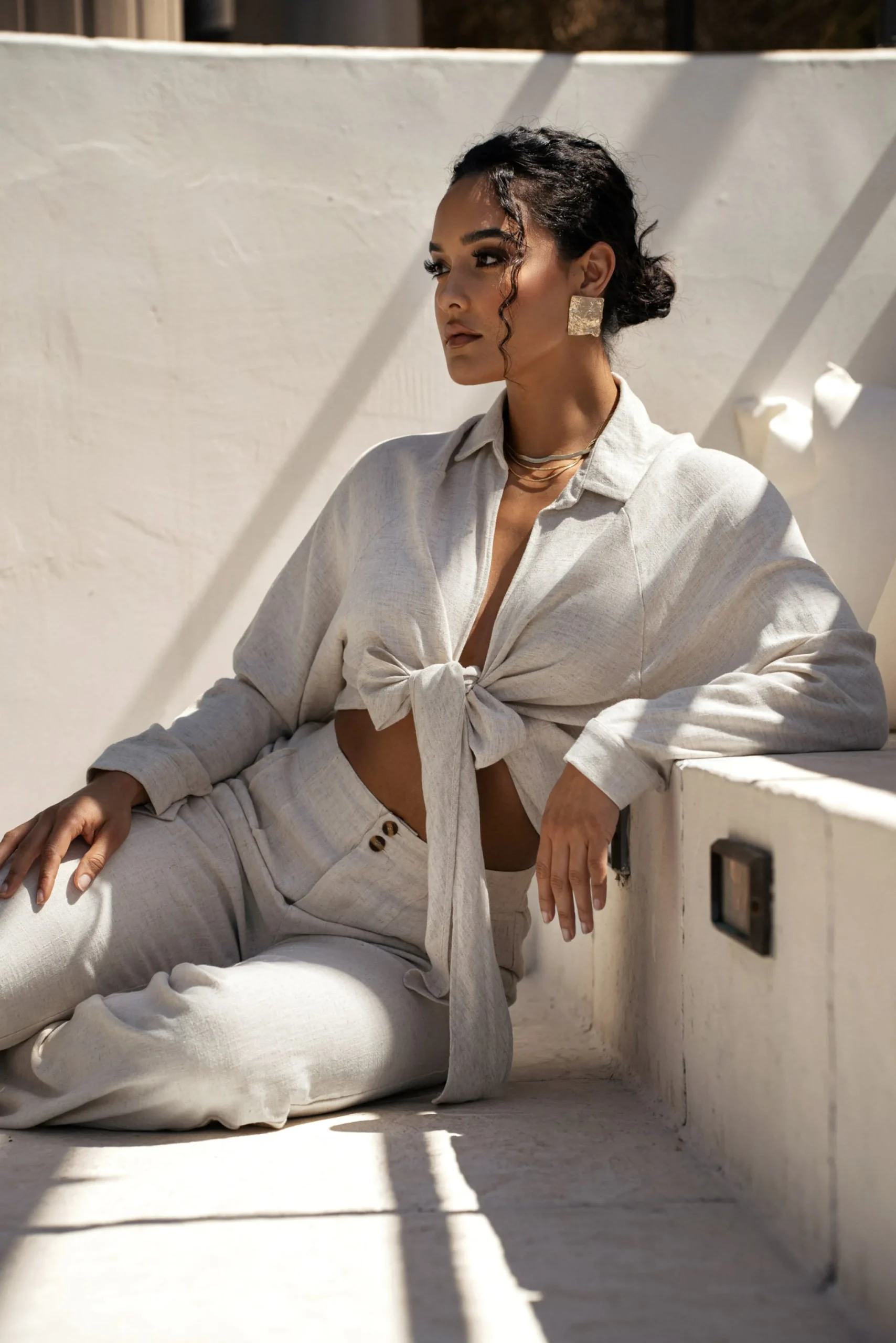 stone_soho_front_tied_wov_11.webp JLUXLABEL Stone Soho Front Tied Woven Top