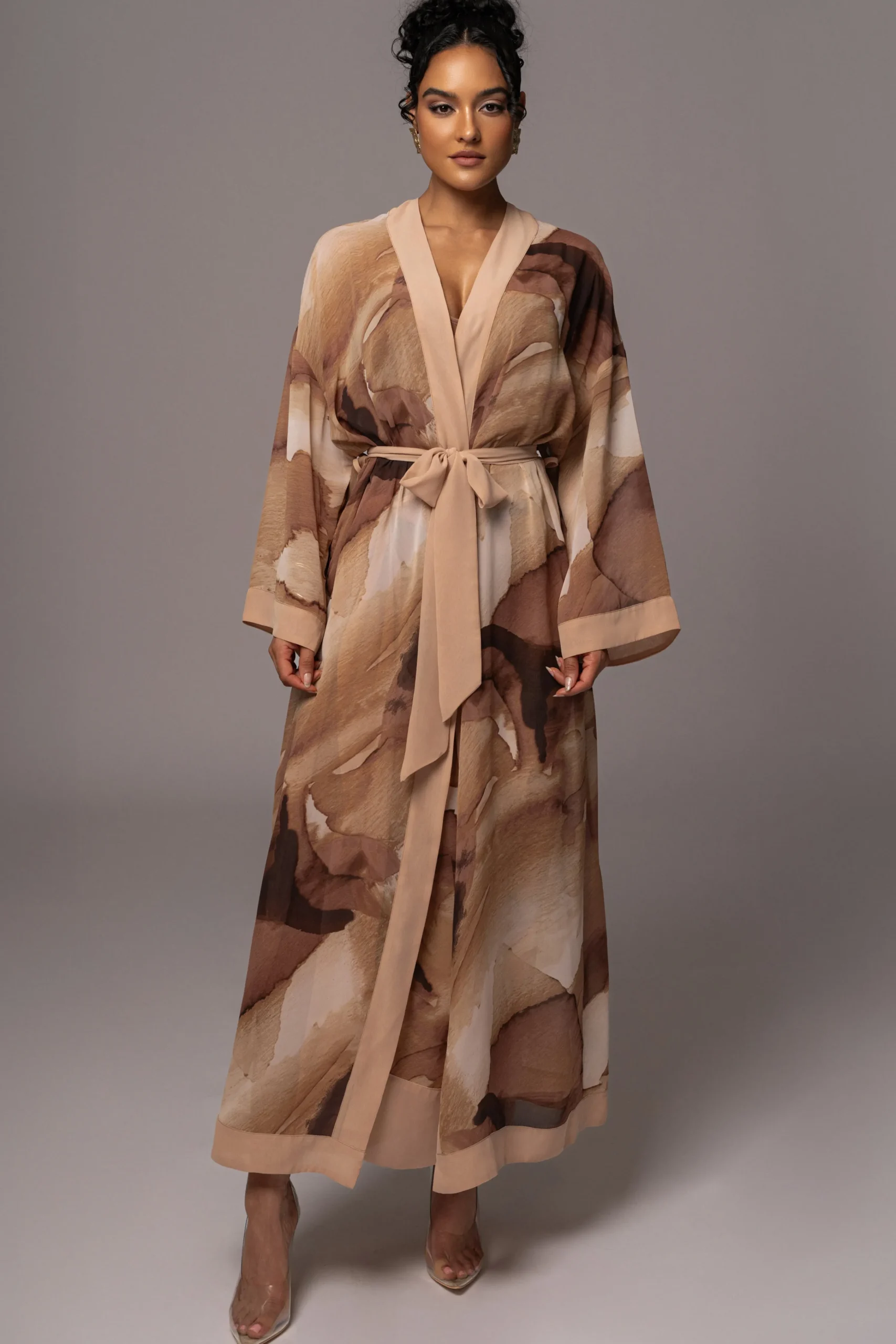 tan_abstract_alissa_print_1.webp JLUXLABEL Tan Abstract Alissa Printed Duster
