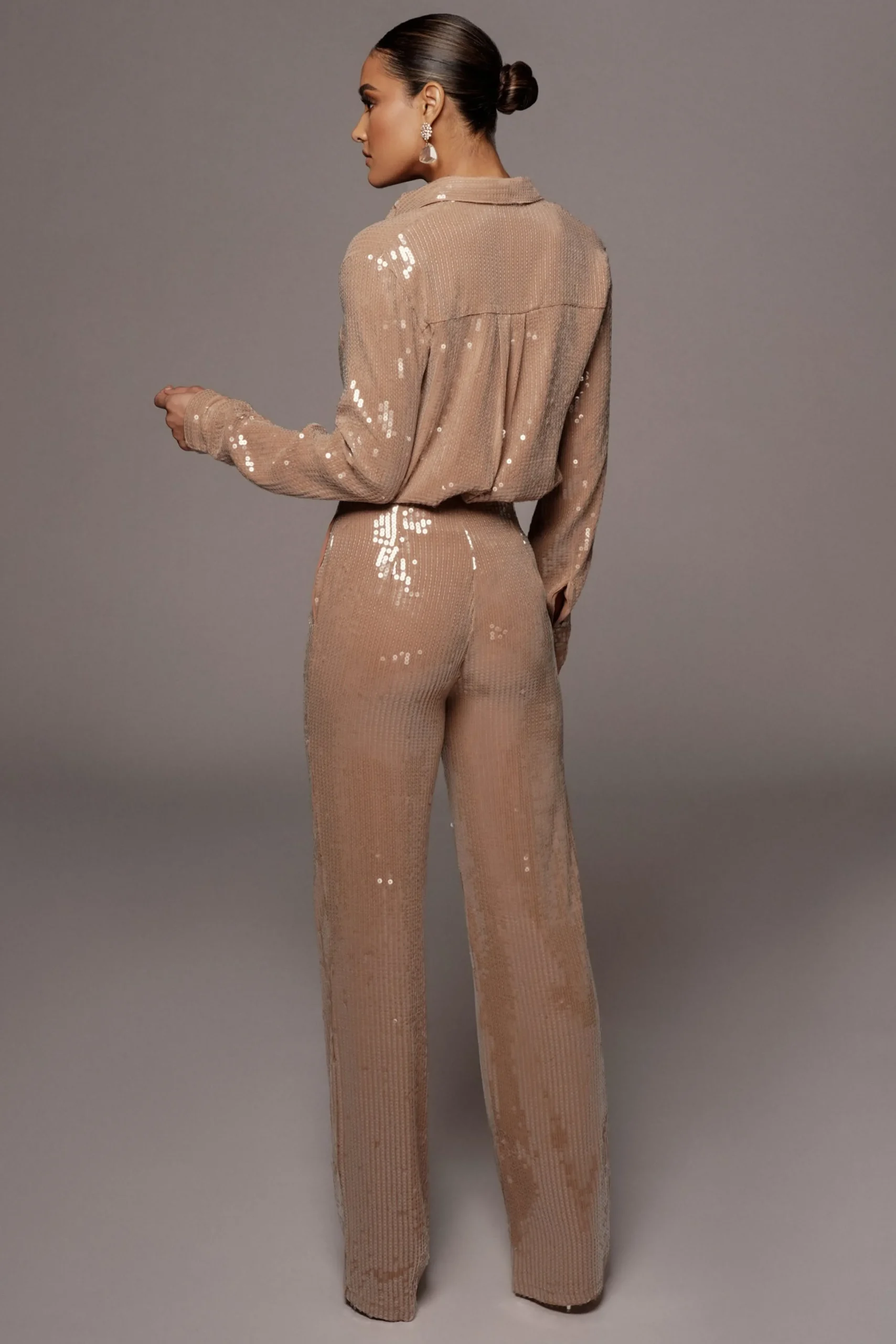 tan_baguette_sequin_butto_10.webp JLUXLABEL Tan Baguette Sequin Button Up