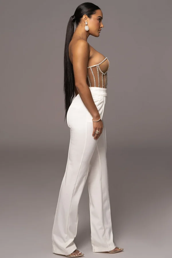 JLUXLABEL Tan Limited Edition Rhinestone Crystal Corset