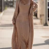 JLUXLABEL Tan Missy Cable Sweater Midi Skirt