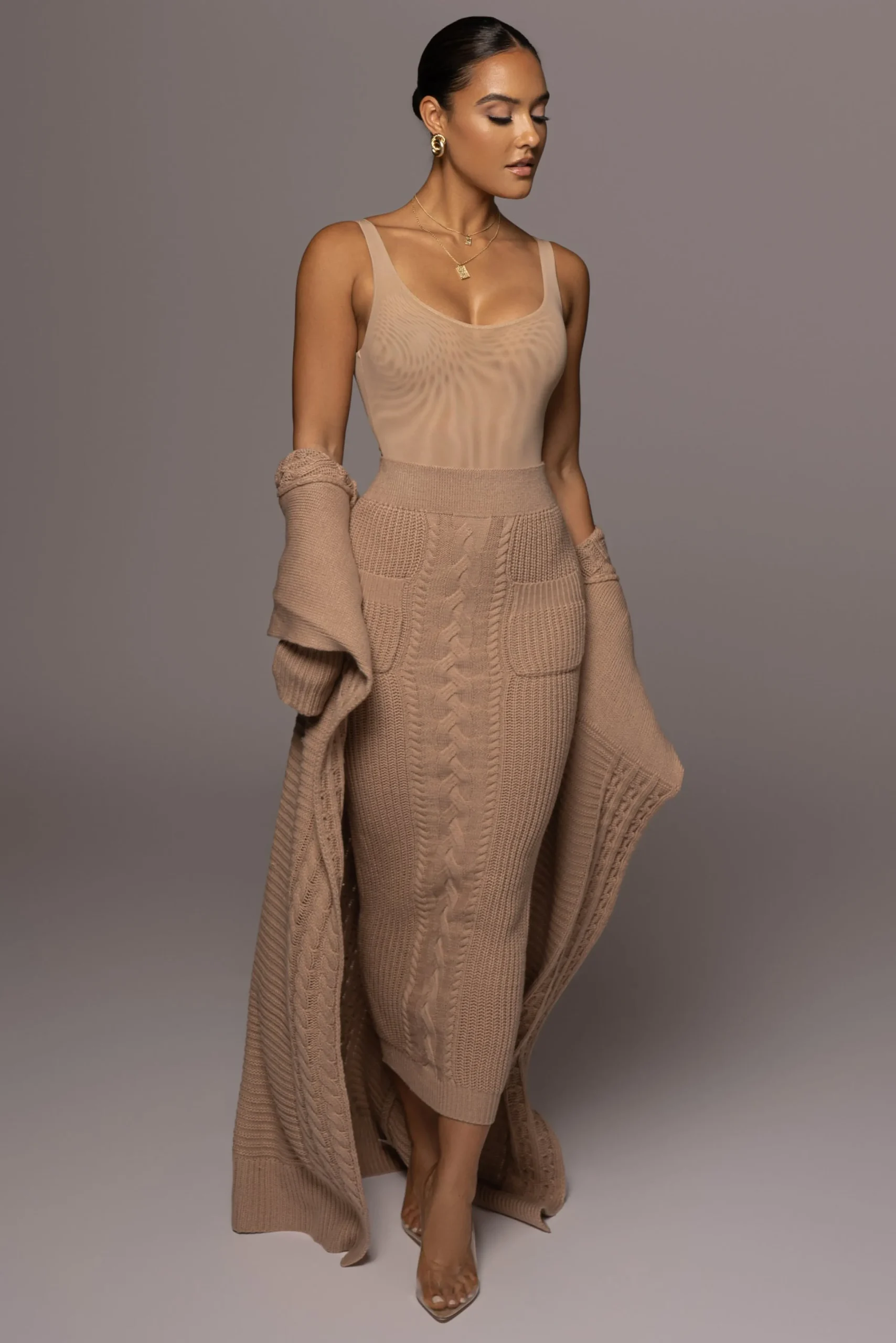 tan_missy_cable_sweater_m_8.webp JLUXLABEL Tan Missy Cable Sweater Midi Skirt