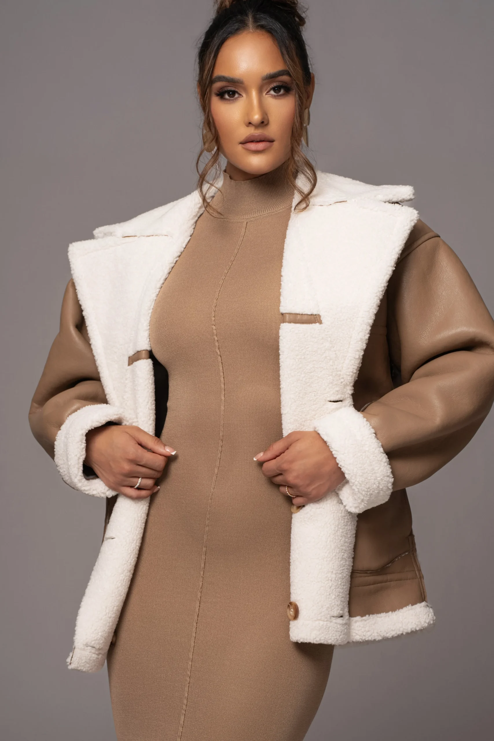 tan_never_settle_reversib_3.webp JLUXLABEL Tan Never Settle Reversible Teddy Jacket