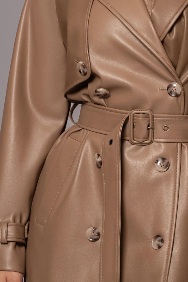 JLUXLABEL Tan Odin Faux Leather Coat