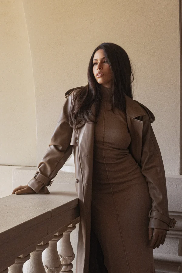 JLUXLABEL Tan Odin Faux Leather Coat