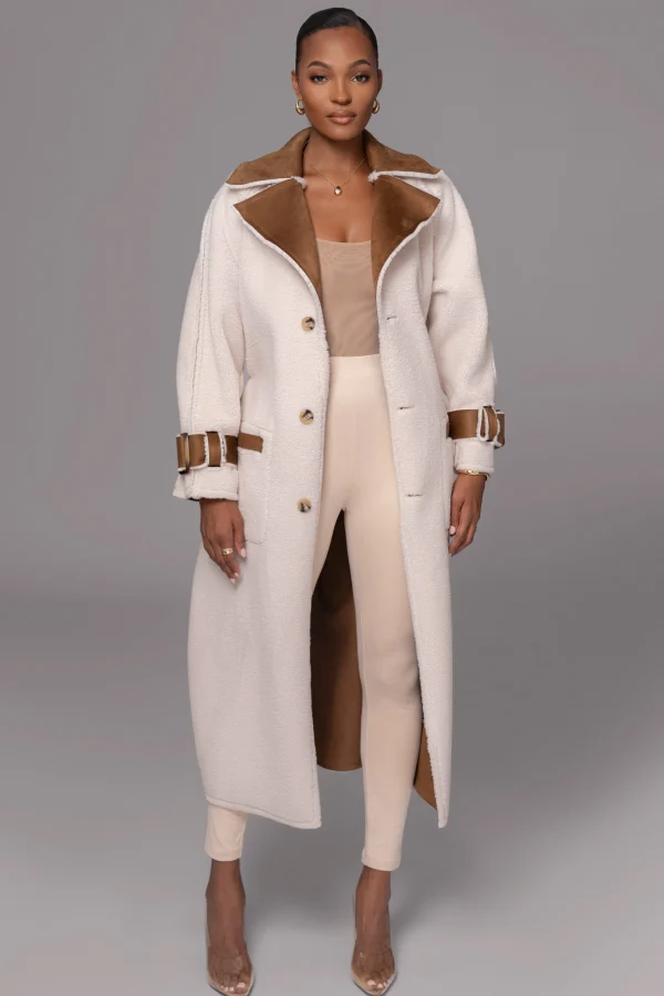 JLUXLABEL Tan Suede And Sherpa Reversible Coat