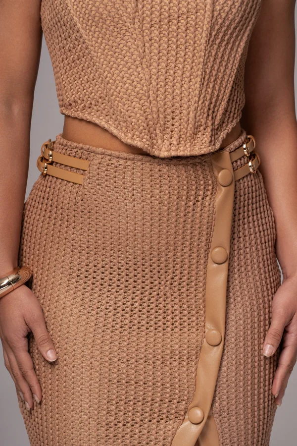 JLUXLABEL Tan Textured Harley Corset Top