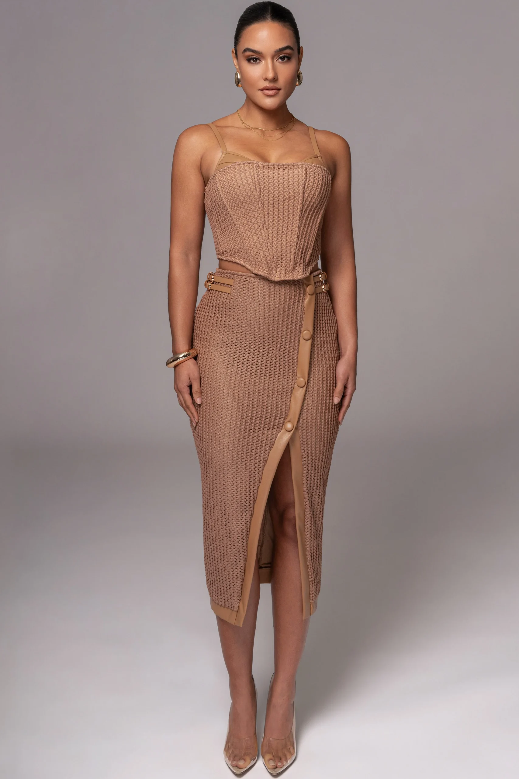 tan_textured_mystique_mid_8.webp JLUXLABEL Tan Textured Mystique Midi Skirt