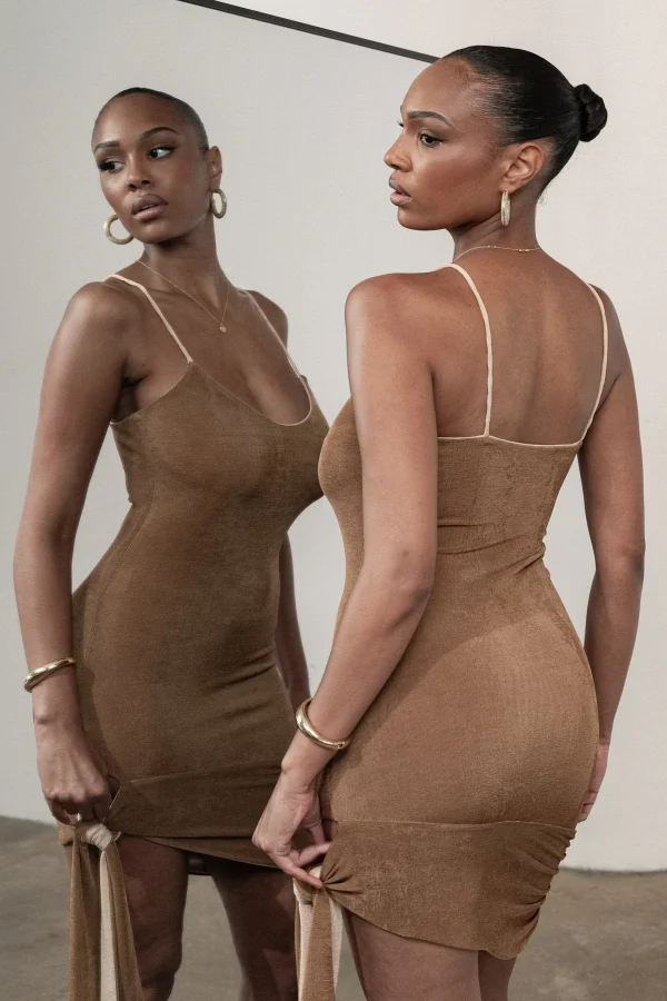 JLUXLABEL Tan/Beige Mirage Reversible Mini Dress