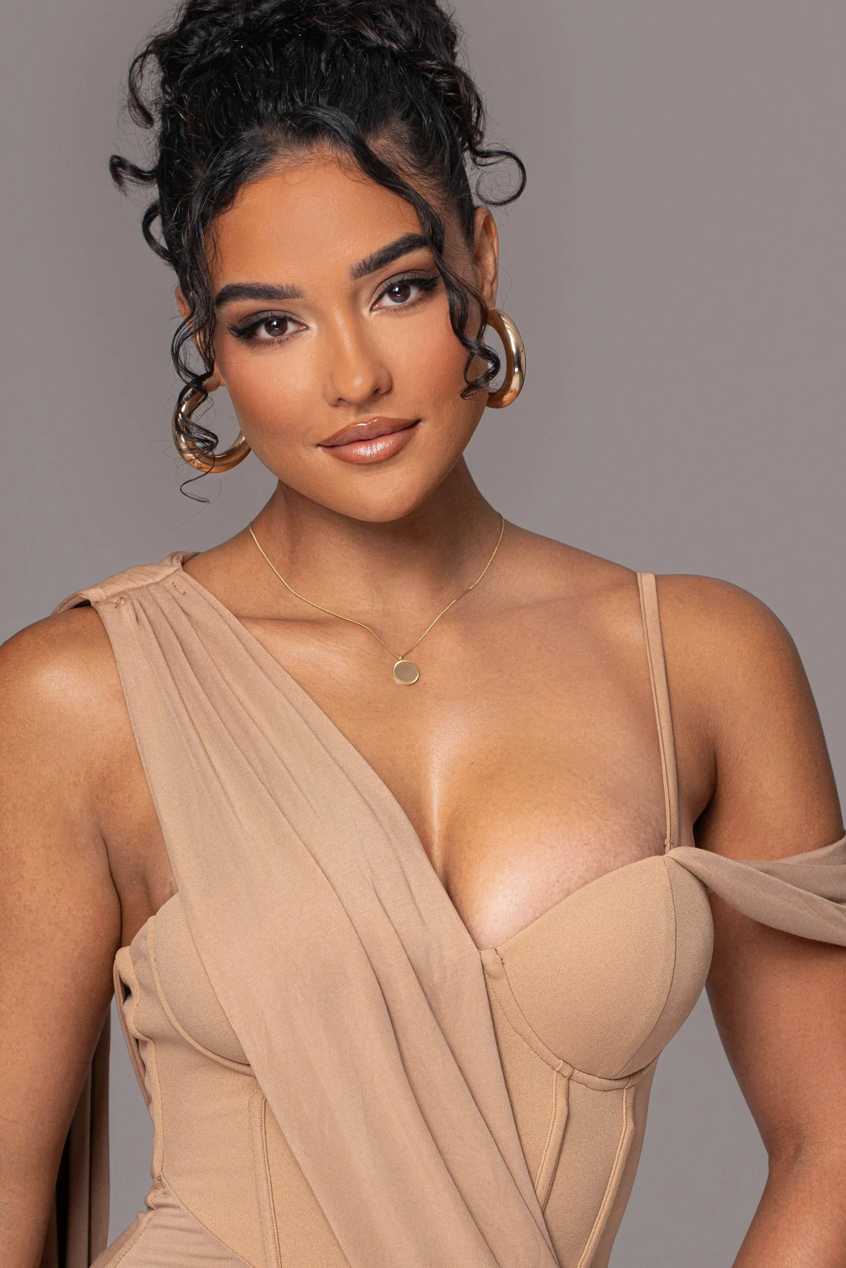 taupe_grand_entrance_drap_10.webp JLUXLABEL Taupe Grand Entrance Drape Dress