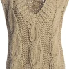 JLUXLABEL Taupe Mari Cable Knit Vest