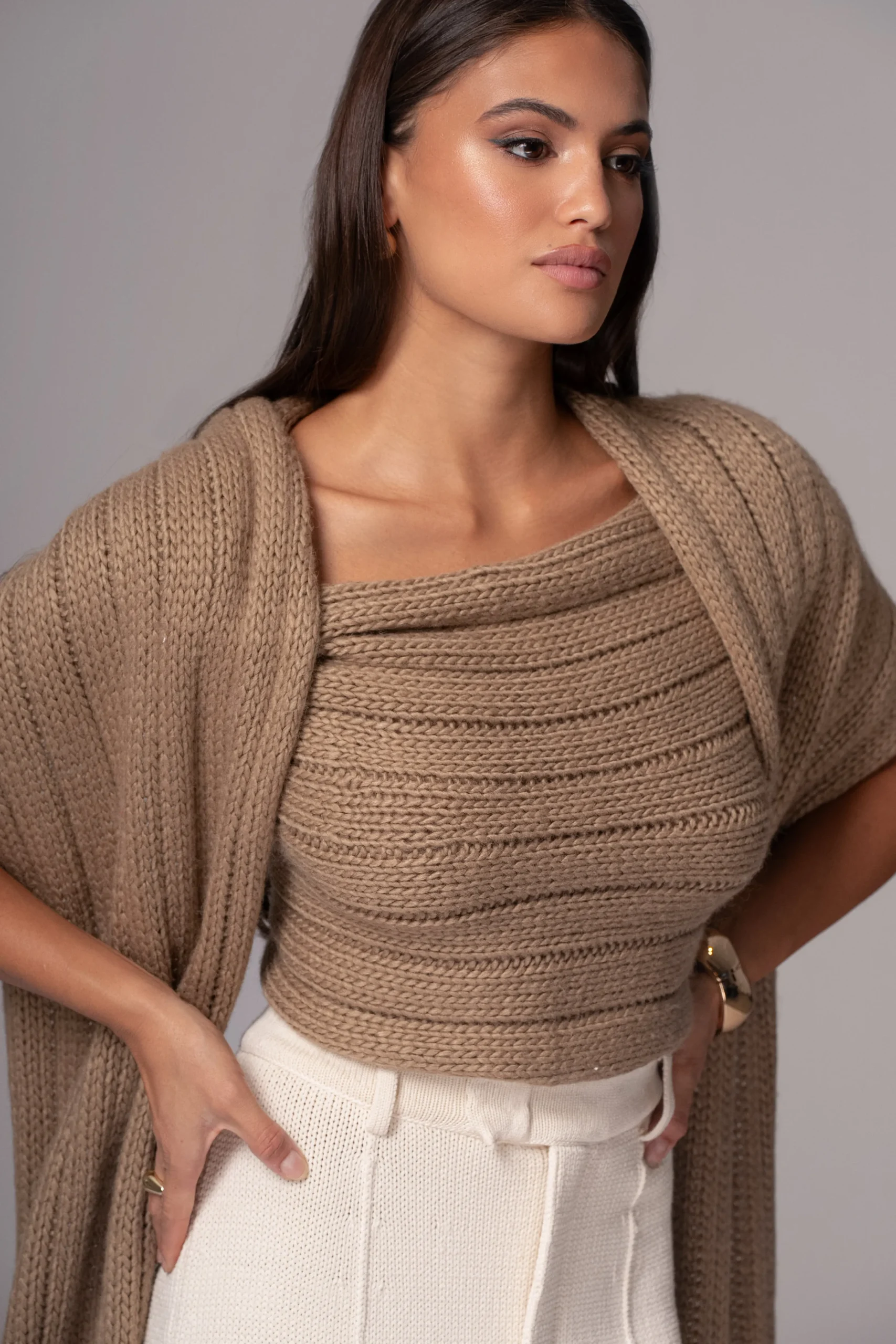 taupe_soft_life_cable_kni_10.webp JLUXLABEL Taupe Soft Life Cable Knit Sweater Top